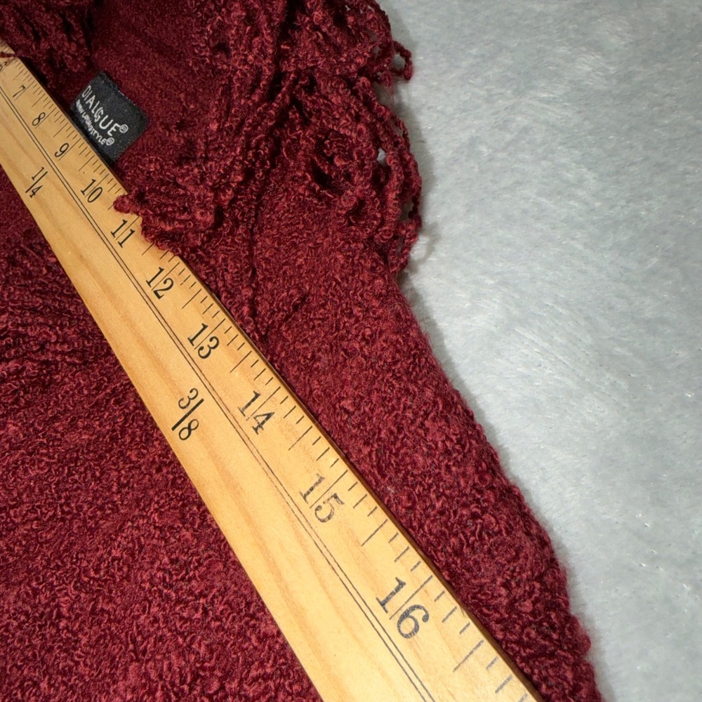 Vintage Y2K Shaggy Fringe Trim Knit Cardigan Burgundy Boho Whimsygoth Red Medium - Picture 8 of 11